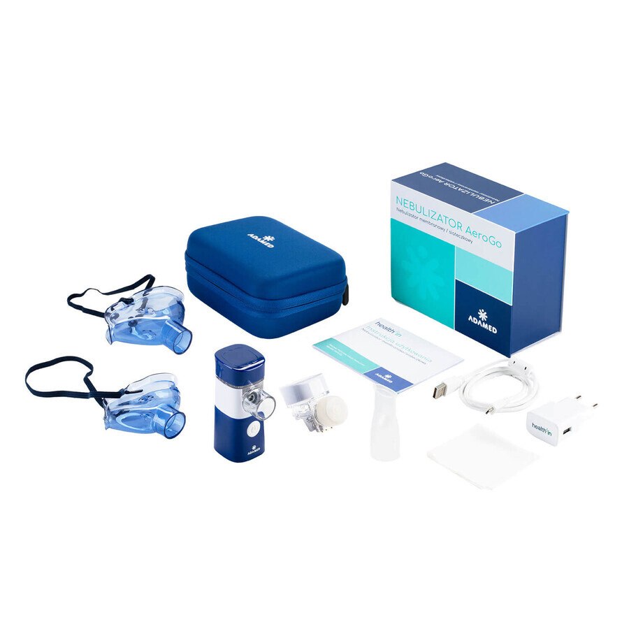 Adamed AeroGo Portable Membrane Grid Nebulizer for Kids and Adults with MP3 Mode