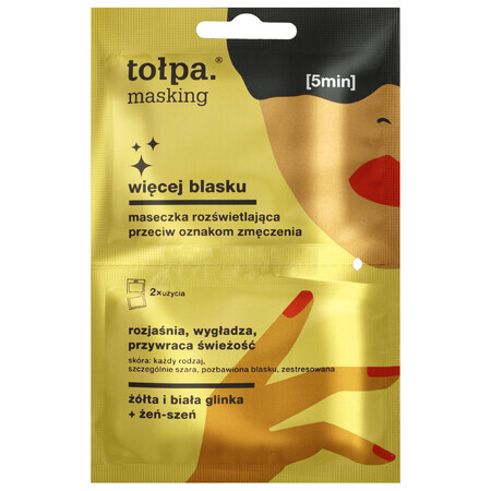 Tolpa Masking, mehr Ausstrahlung, aufhellende Maske gegen Anzeichen von Müdigkeit, 2 x 5 ml