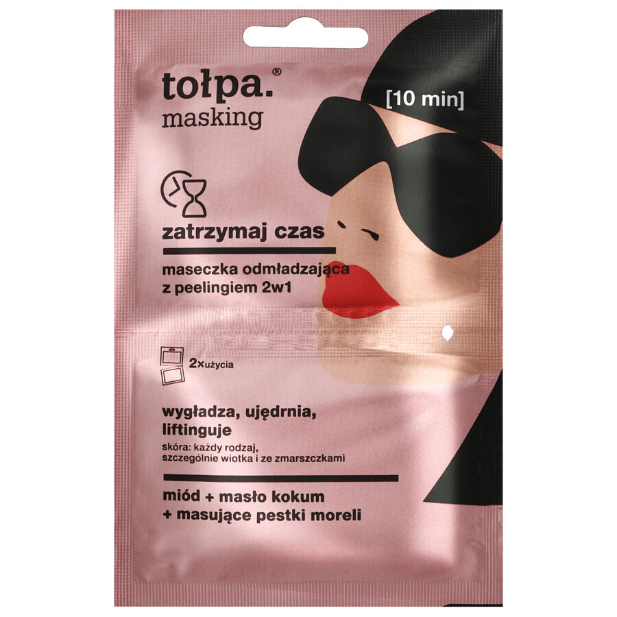 Tolpa Masking, Stop de tijd, 2-in-1 verjongend masker met peeling, 2 x 5 ml