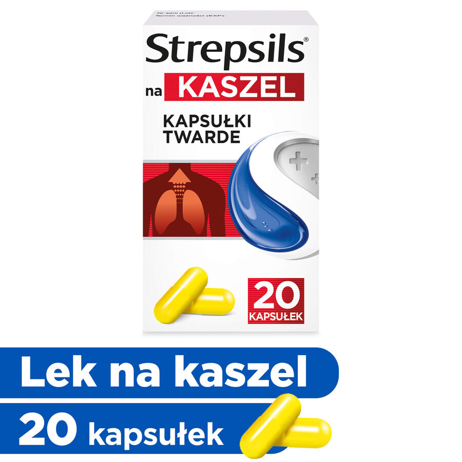 Strepsils for cough 375 mg, 20 hard capsules