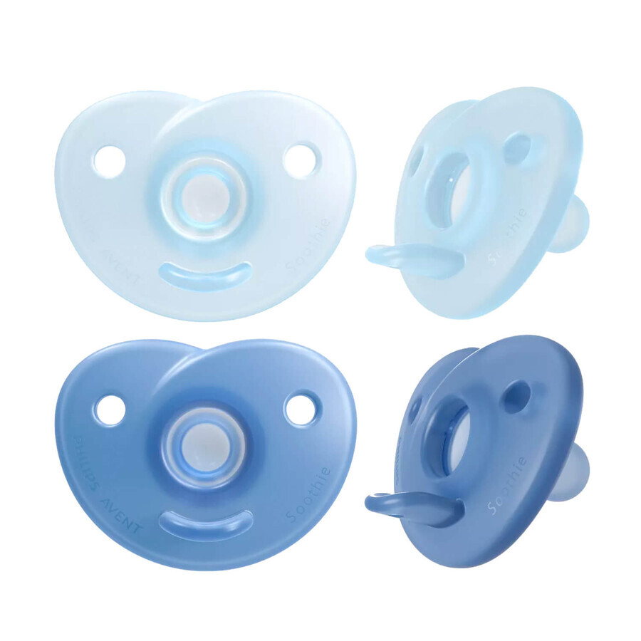 Avent Soothie, sucette, silicone, orthodontique, garçon, SCF099/21, 0-6 mois, 2 pièces