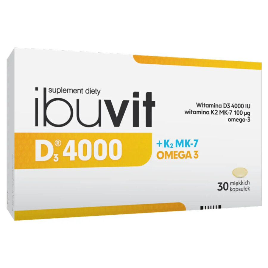 Ibuvit D3 4000 + K2 MK-7 Omega 3, 30 Weichkapseln