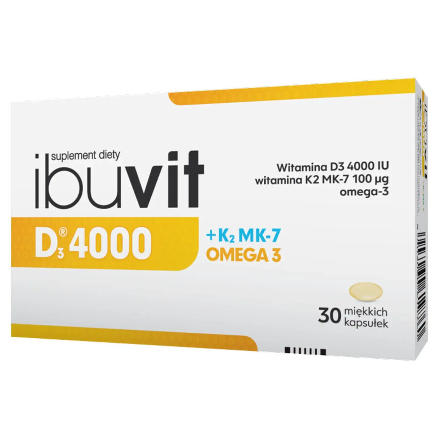 Ibuvit D3 4000 + K2 MK-7 Omega 3, 30 Weichkapseln