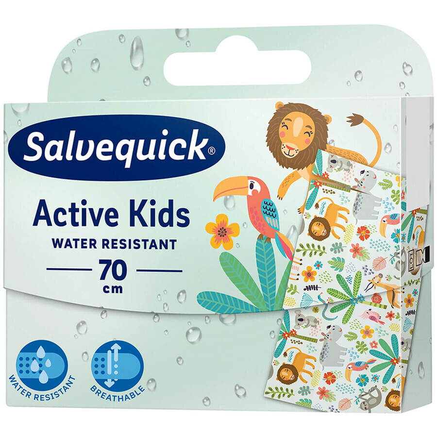 Salvequick Active Kids, Kinder-Verbandspflaster, wasserfest, zum Schneiden, 70 cm