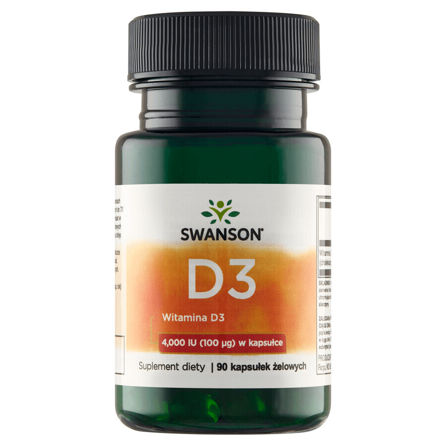 Swanson D3, Vitamin D 4000 IU, 90 Gel-Kapseln