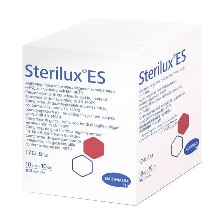 Sterilux ES, non-sterile gauze pads, 17 threads, 8 layers, 10 cm x 10 cm, 100 pieces