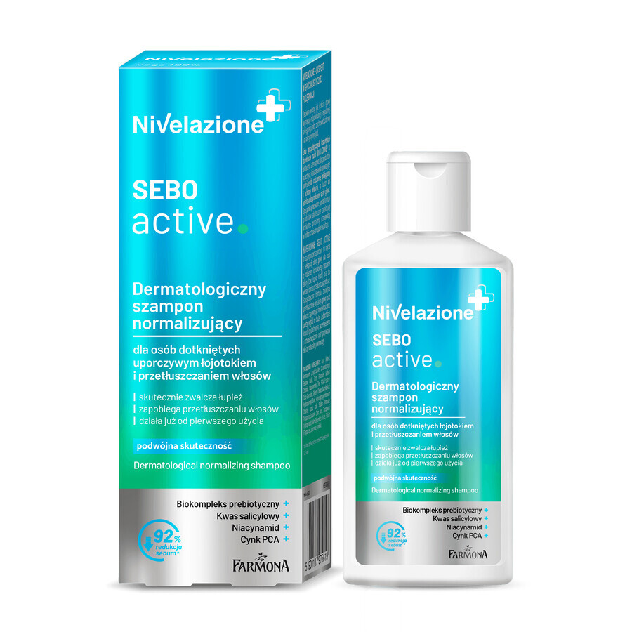 Nivelazione, Sebo Active, normalizing dermatological shampoo, for people affected by persistent seborrhea and oily hair, 100 ml