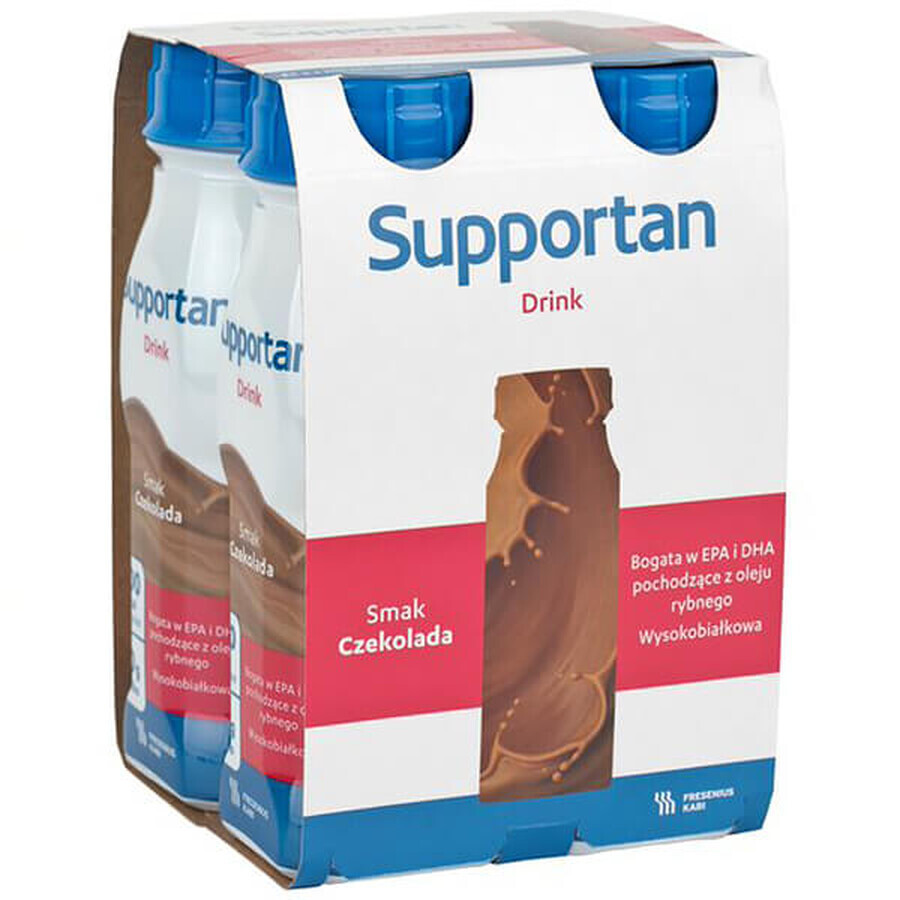 Supportan Drink, voedingspreparaat, chocoladesmaak, 4 x 200 ml