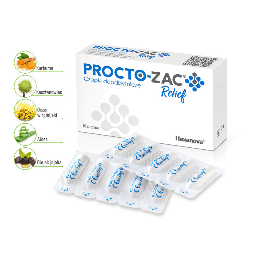 Procto-Zac Relief, rectal suppositories, 10 pieces