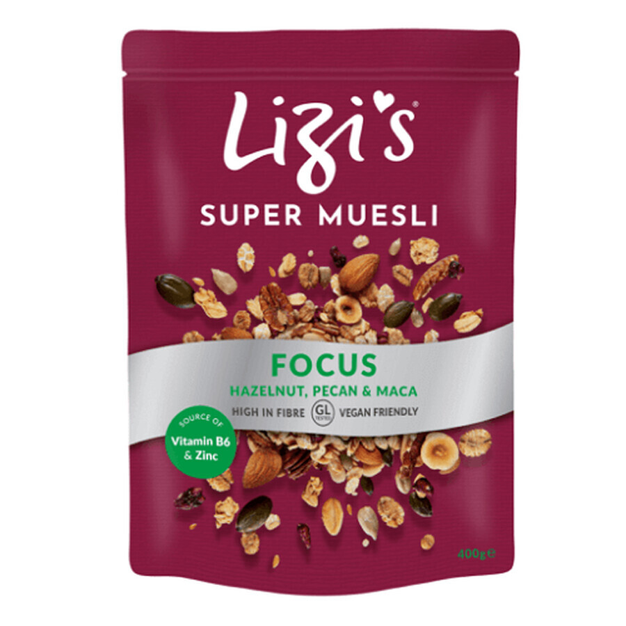 Musli with hazelnuts, almonds and Focus pecans, 400 g, Lizi's