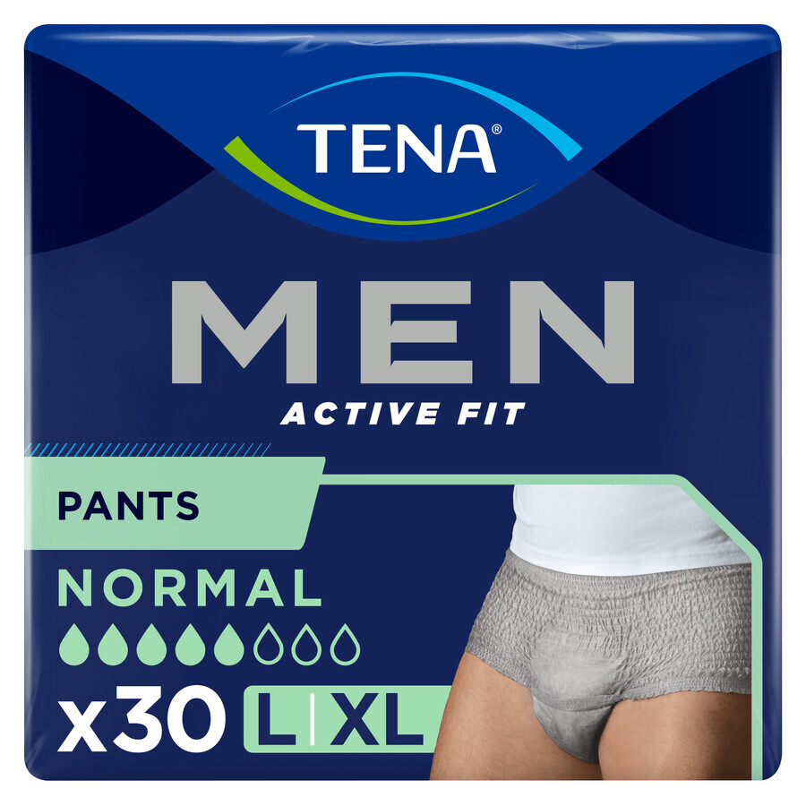 Tena Men Active Fit Pants, slip absorbant pour hommes, taille L/XL, 95-130 cm, Normal, 30 pièces