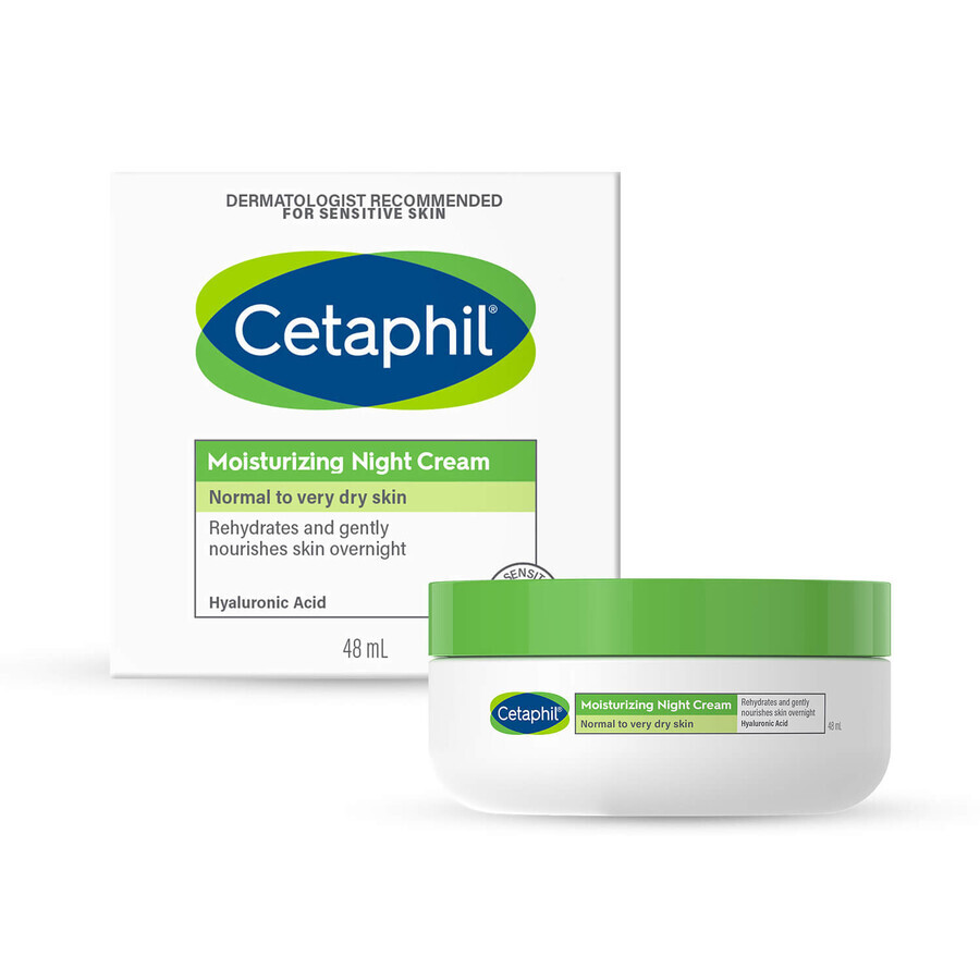 Cetaphil, Feuchtigkeitscreme für das Gesicht mit Hyaluronsäure, Nachtcreme, 48 ml