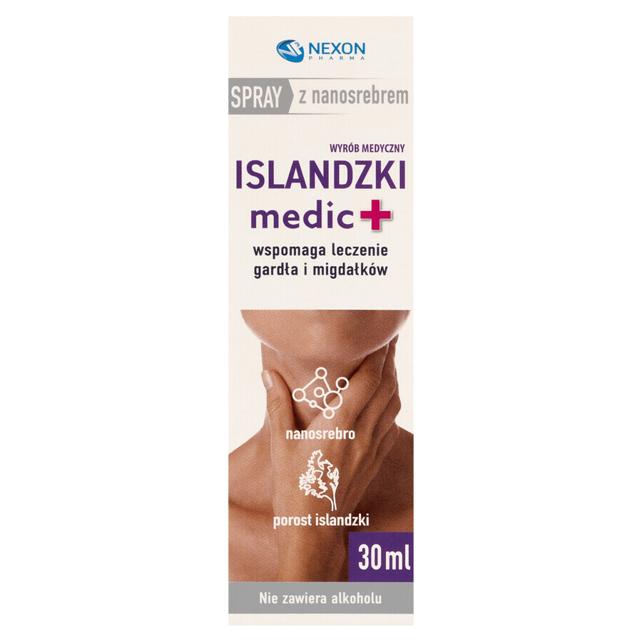 Icelandic Medic+, Rachenspray mit Nanosilber, Erdbeer-Minze-Geschmack, 30 ml