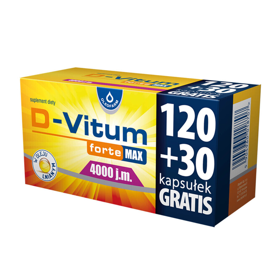 D-Vitum Forte Max 4000 IU, 120 Kapseln + 30 Kapseln gratis