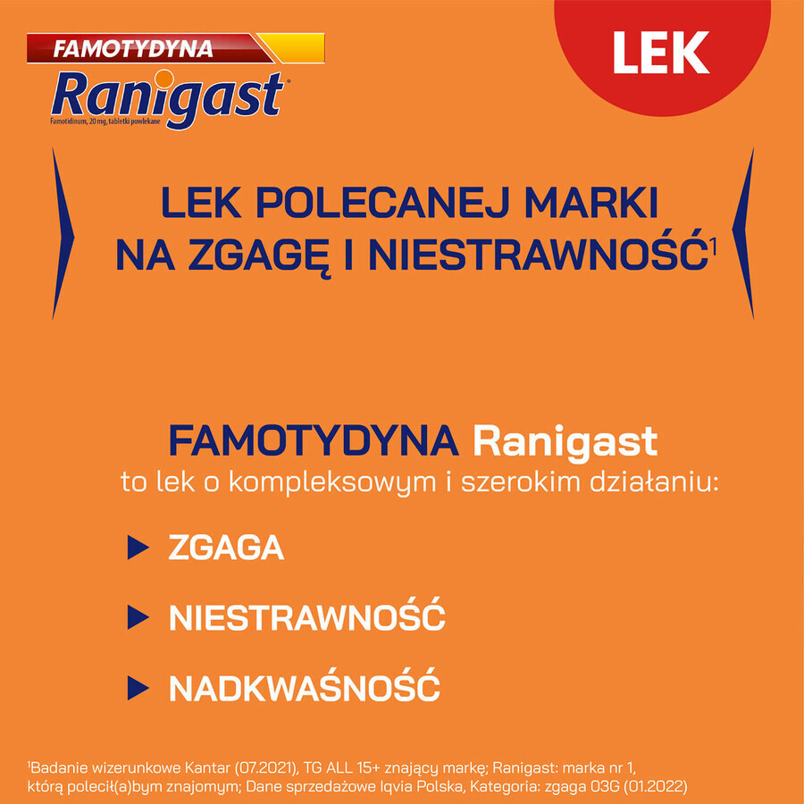 Famotidin Ranigast 20 mg, 30 Filmtabletten