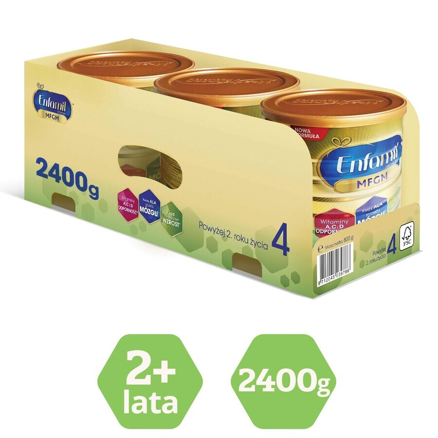 Enfamil Premium MFGM 4, modifizierte Milch, ab 2 Jahren, 2400 g VERPACKUNG FEHLERHAFT