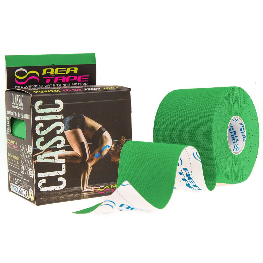 Rea Tape Classic, kinesiologisches Tape, grün, 5 cm x 5 m