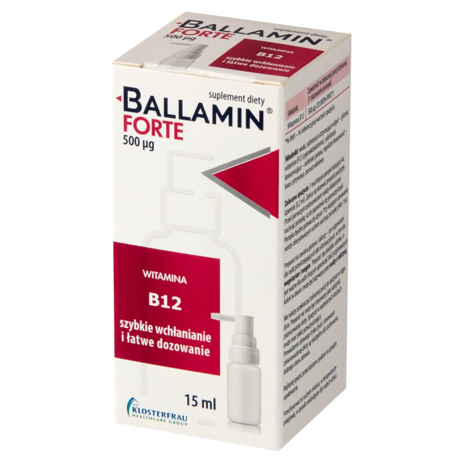 Ballamin Forte, Vitamin B12 500 µg, Mundspray, 15 ml