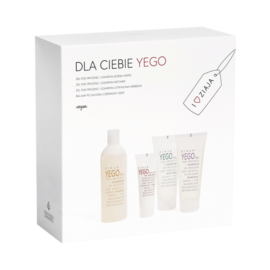 Ziaja Yego Set, Duschgel und Shampoo, 400 ml + Duschgel und Shampoo, 2 x 200 ml + Aftershave Balsam, 80 ml KURZFRISTIGE