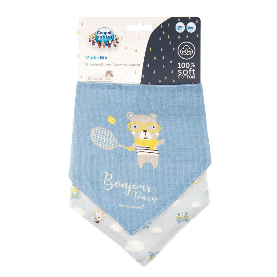 Canpol Babies first muslin bib, blue, 2 pieces