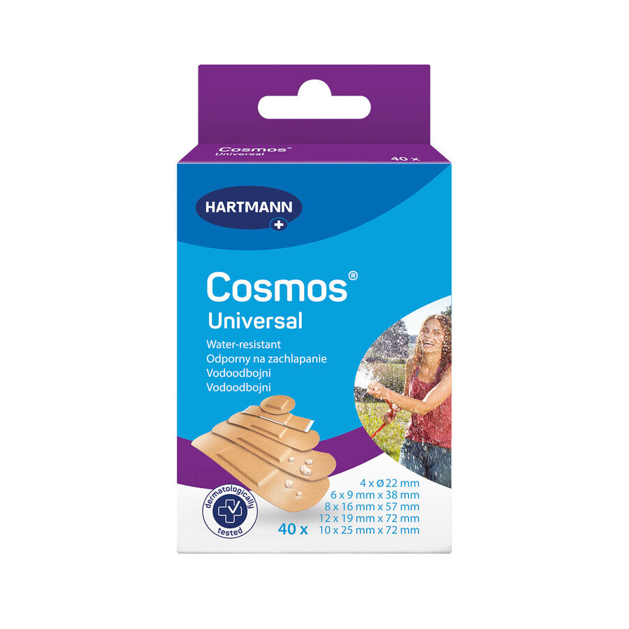 Cosmos Universal, wasserdichte Pflaster mit Verband, 5 Größen, 40 Stück