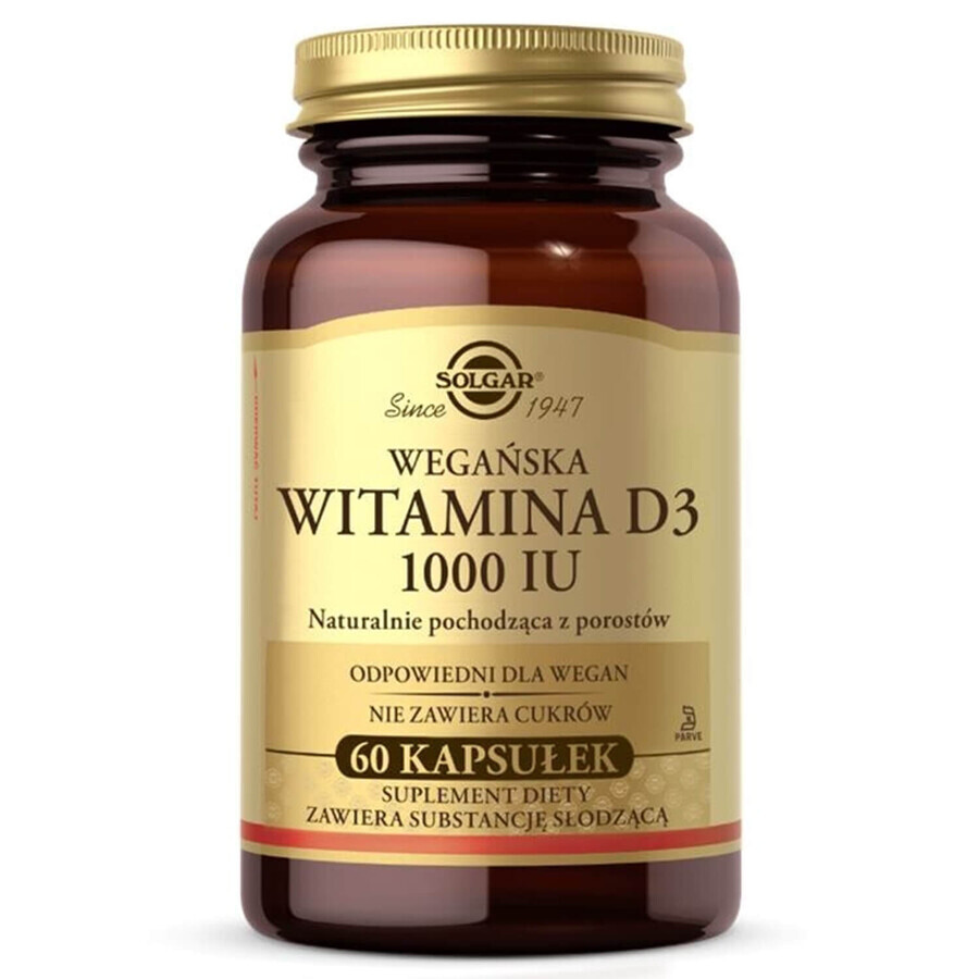 Solgar Veganes Vitamin D3 1000 IU, 60 Kapseln