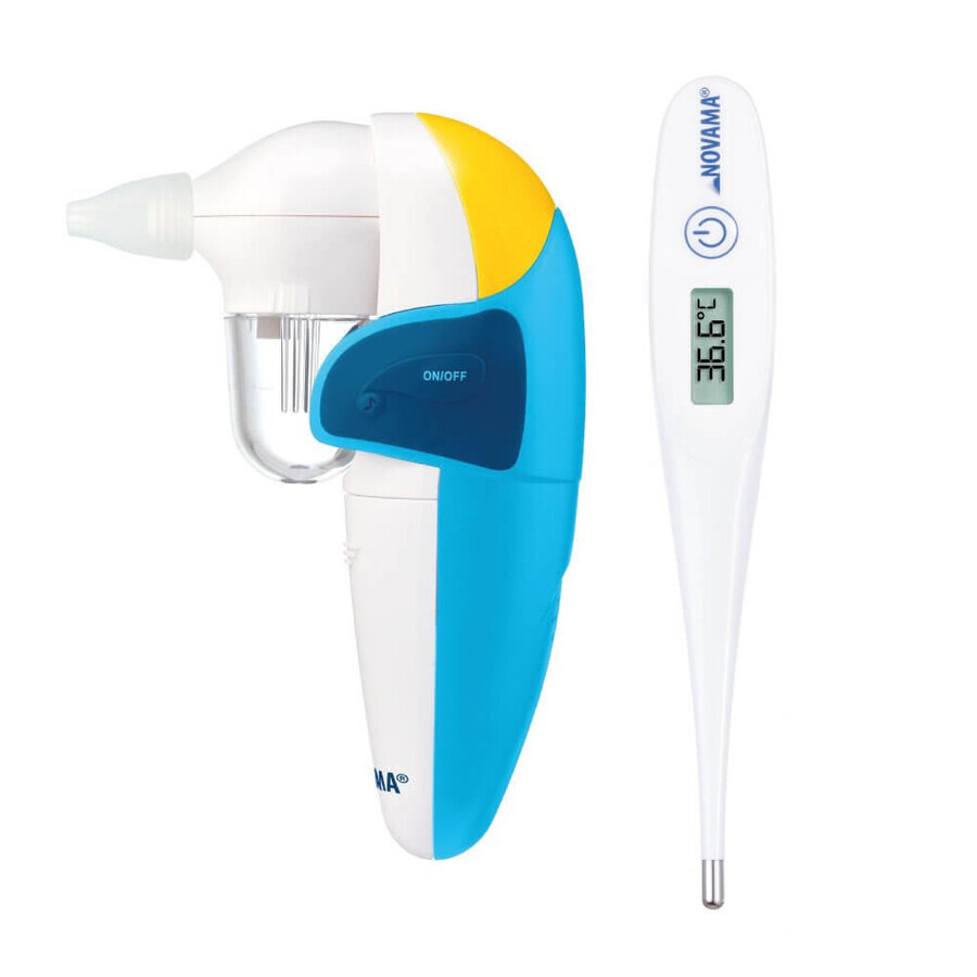 Novama Kids Pingo Kit, elektrischer Nasensauger mit Melodien + Flexo, elektronisches Thermometer mit flexibler Spitze