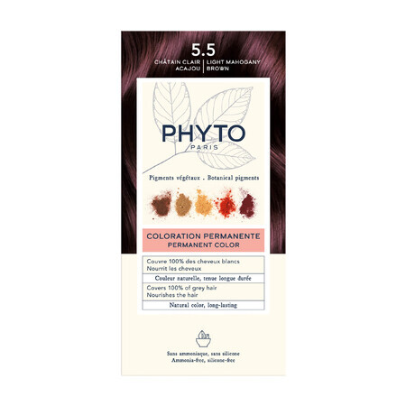 Phyto Phytocolor, permanente haarverf, 5.5 licht mahoniebruin, 50 ml