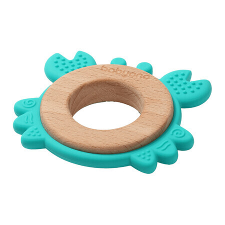 BabyOno wooden-silicone toy, crab, turquoise, from birth, 1 pc.