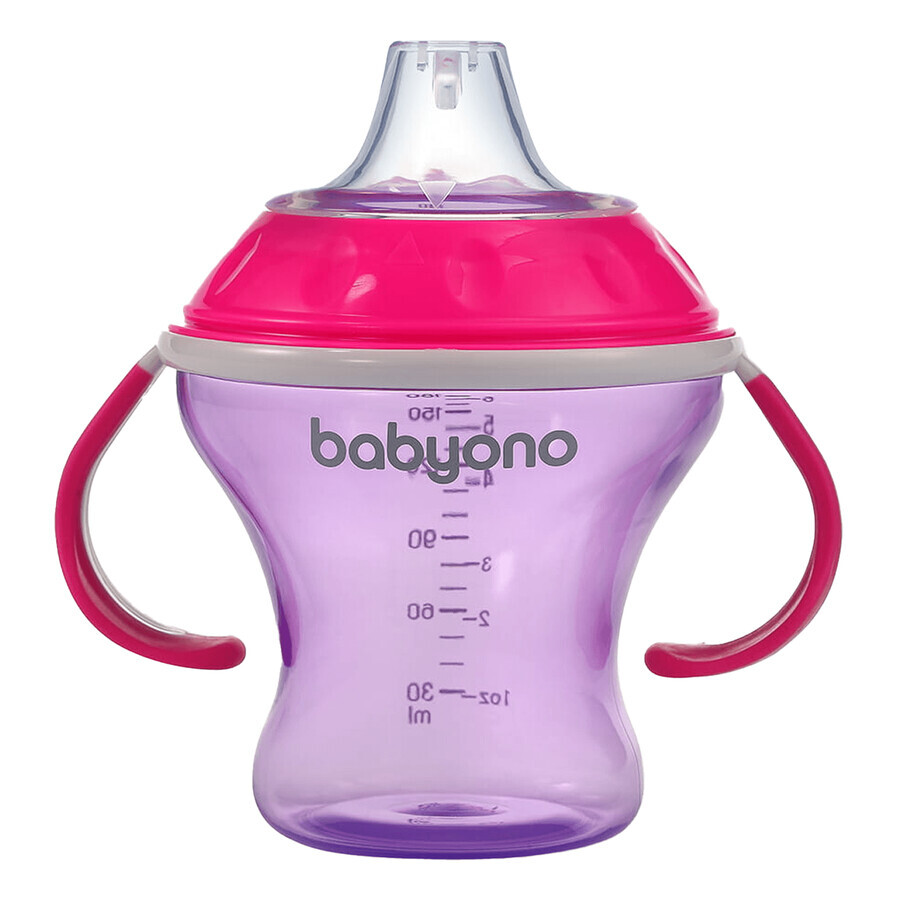 BabyOno, cană cu picurare cu gură moale, roz, de la 3 luni, 180 ml