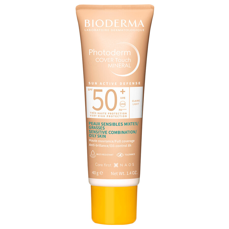 Bioderma Photoderm Cover Touch Mineral, fluido minerale opaco, leggero, SPF 50+, 40 g