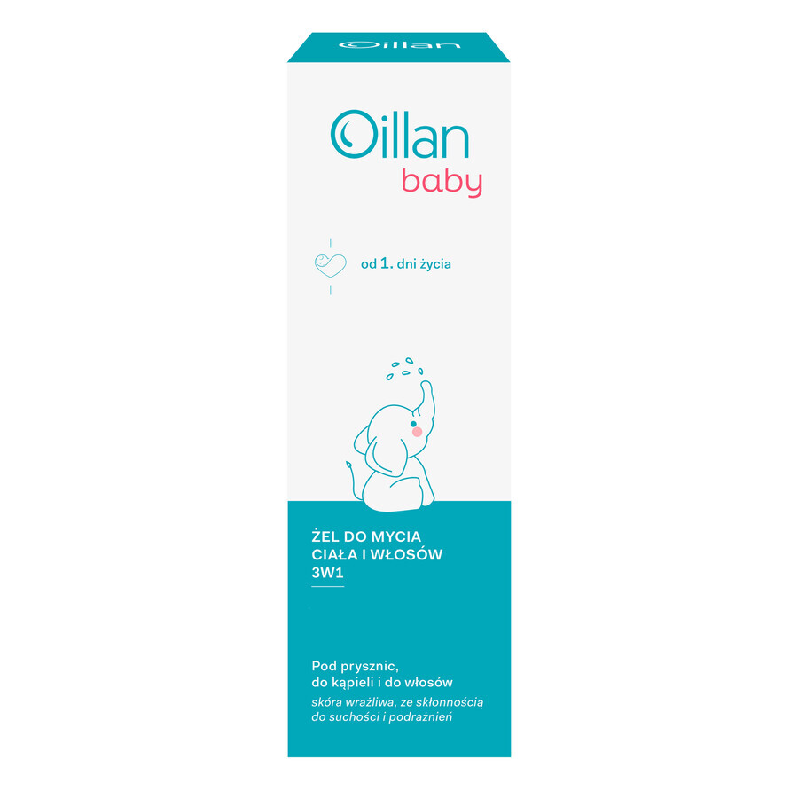 Oillan Baby, Bade-, Körper- und Haargel 3in1, ab dem ersten Lebenstag, 200 ml