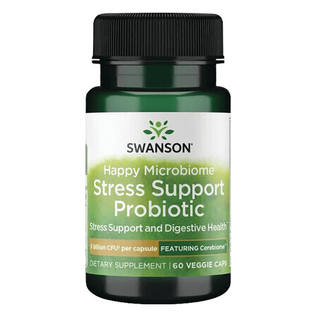 Swanson Happy Microbiom Stress Support Probiotikum, 60 vegetarische Kapseln