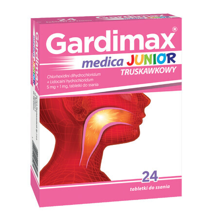 Gardimax Medica Junior Erdbeere 5 mg +1 mg, 24 Lutschtabletten