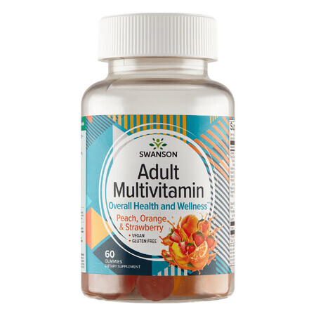 Swanson Adult Multivitamin, gelatine, gusto pesca-arancia-fragola, 60 pezzi