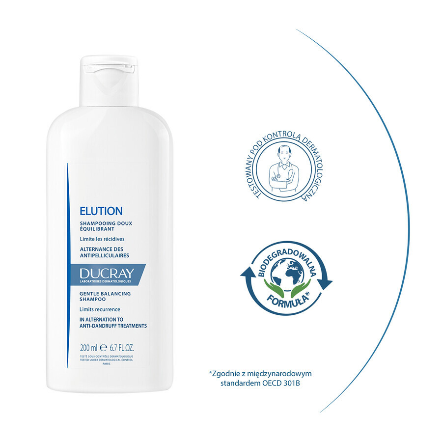 Ducray Elution, sanftes Shampoo zur Wiederherstellung des Gleichgewichts der Kopfhaut, 400ml