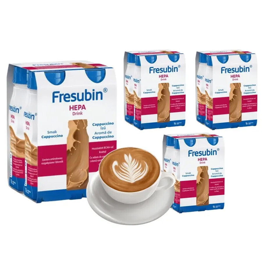 Fresubin Hepa Drink, nutritional preparation, cappuccino flavor, 4 x 200 ml