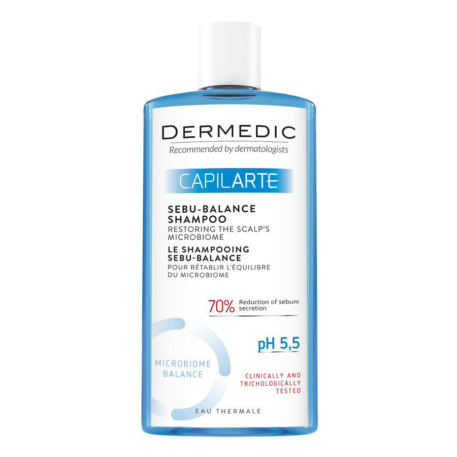 Dermedic Capilarte Sebu-Balance, champú restaurador del equilibrio, para cabello graso, 300 ml