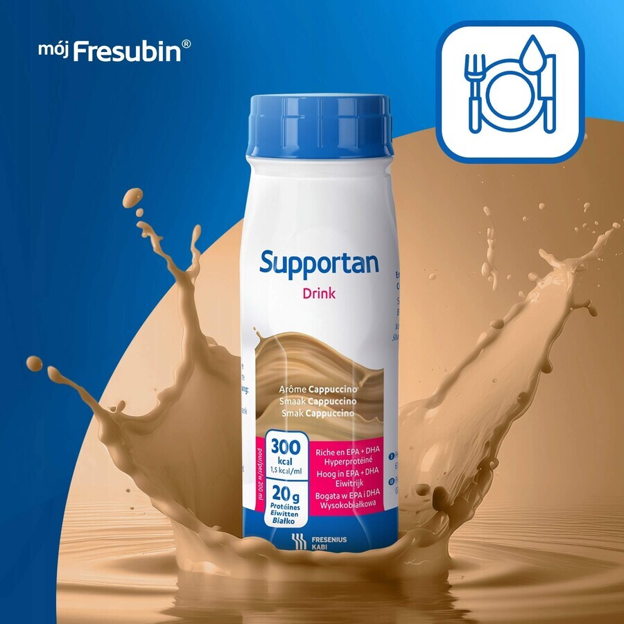 Supportan bevanda nutriente al gusto di cappuccino, 4 x 200 ml, Fresenius Kabi