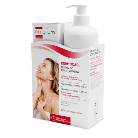 Set Emolium Dermocare, champú para el cabello, a partir de 1 mes, 200 ml + gel limpiador cremoso, a partir de 1 mes, 400 ml