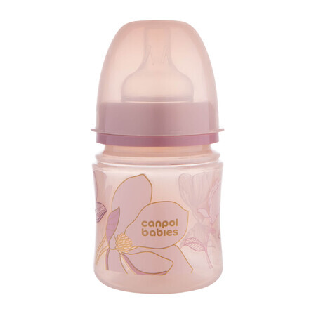 Canpol Baby's EasyStart, antikoliek, fles met wijde opening, Gold, roze, 35/239, vanaf de geboorte, 120 ml