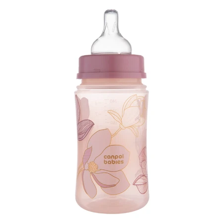 Canpol Babies EasyStart, sticlă anti-colică, gură largă, aur, roz, 35/240, de la 3 luni, 240 ml