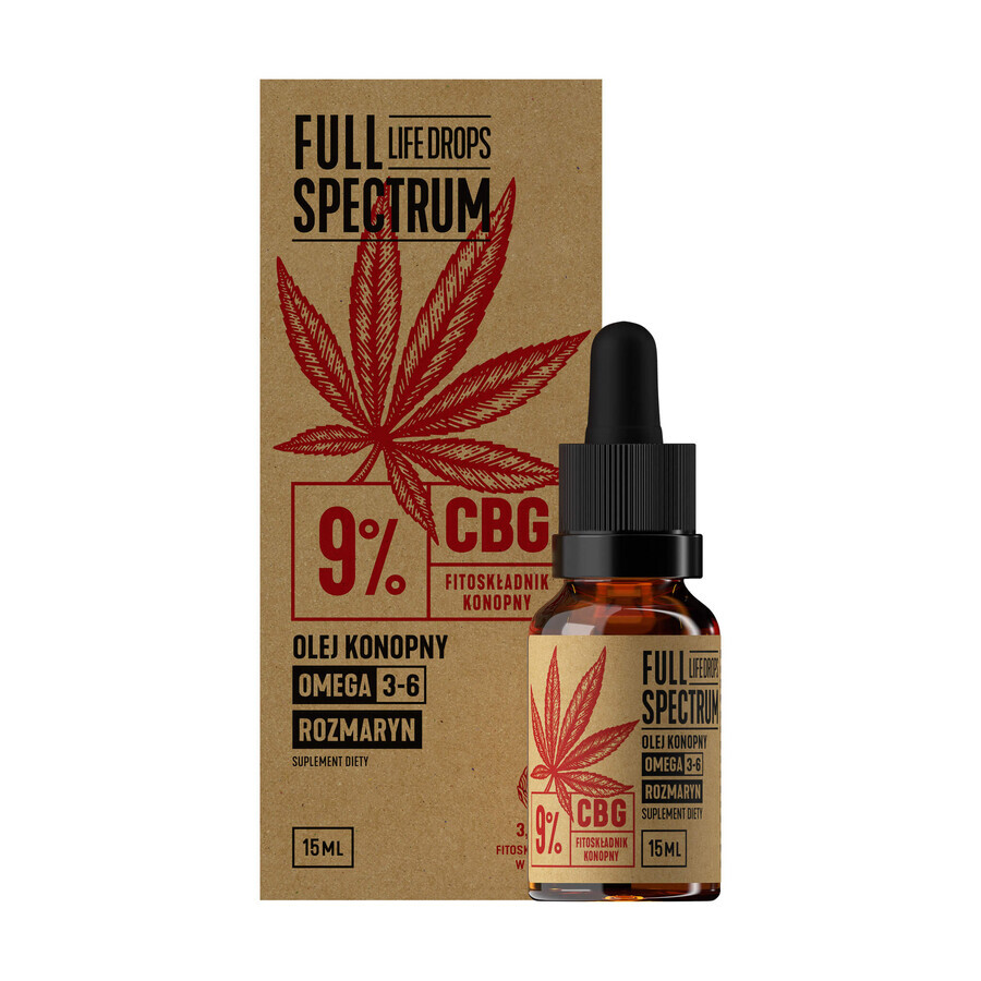 Vollspektrum-Lebenstropfen Hanföl 9% CBG, 15 ml