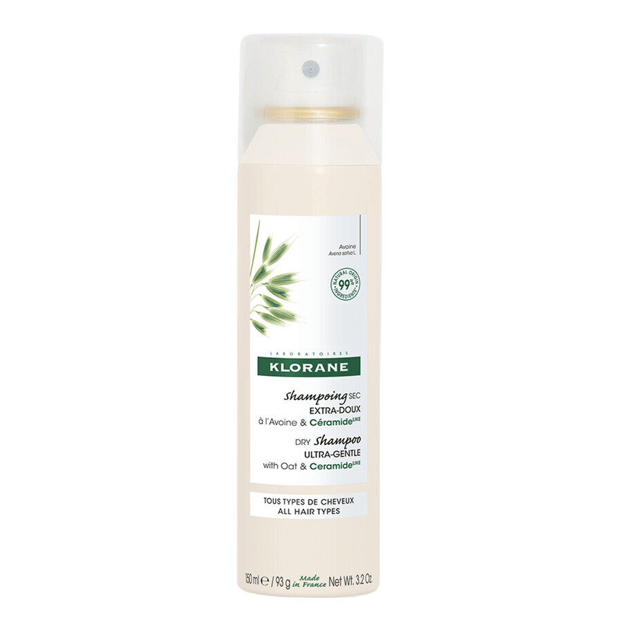 Klorane, ultra-mildes Trockenshampoo mit Hafermilch, 150 ml