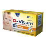 D-Vitum Kids 600 UI, vitamina D para bebés mayores de 6 meses y niños, 90 cápsulas twist-off