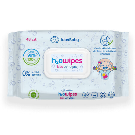 Lab4baby H2O Wipes Baby, șervețele umezite cu apă, de la naștere, 48 bucăți