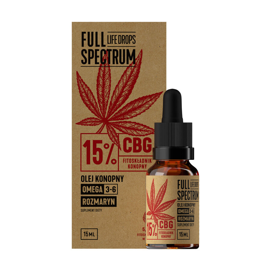 Vollspektrum-Lebenstropfen Hanföl 15% CBG, 15 ml