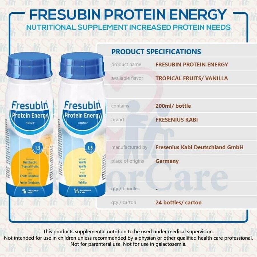 Fresubin energy drink with tropical fruit flavor, 4 x 200 ml, Fresenius Kabi