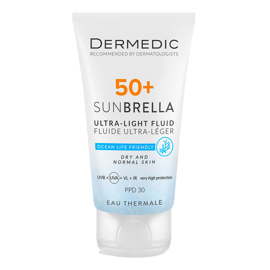 Dermedic Sunbrella, ultraleichte Schutzcreme für das Gesicht, trockene und normale Haut, SPF 50+, 40 ml