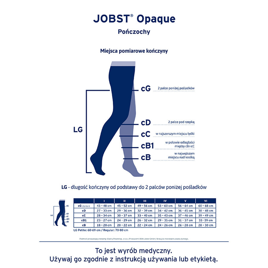 Jobst Opaque, Kompressionsstrümpfe, CCL2, geschlossene Spitze, Größe 3, natur